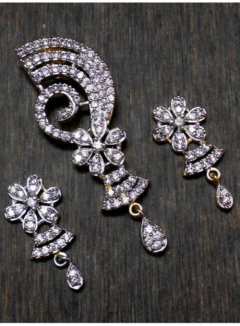 CZ Pendant With Earrings